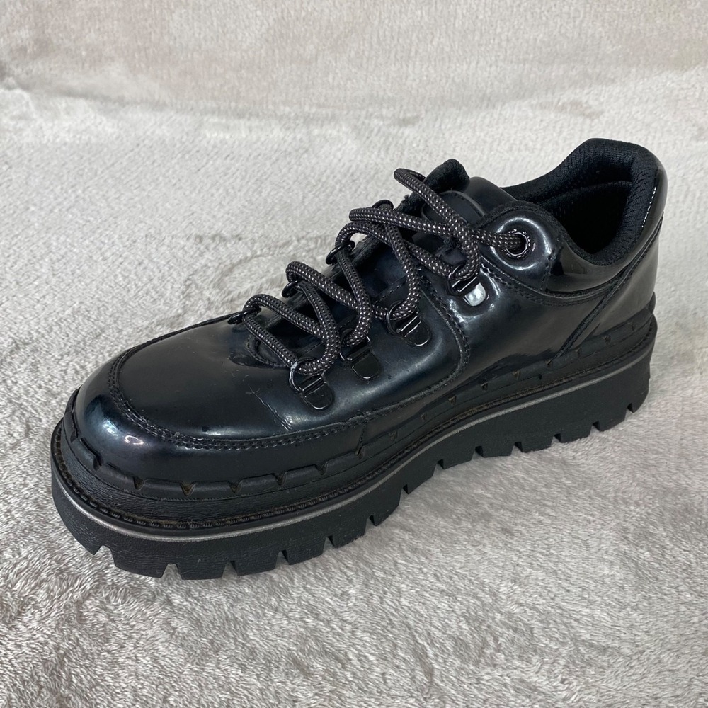 Skechers Jammers Patent Leather Womens Size 7.5 Cool Black Lug Sole - Picture 4 of 10